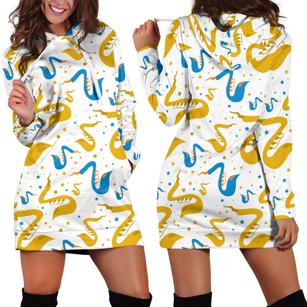 Saxophone Pattern Women Hoodie Dress