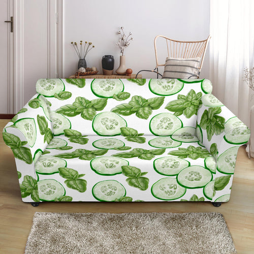 Sliced Cucumber Leaves Pattern Loveseat Couch Slipcover