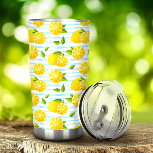 Lemon Pattern Stripe Background Tumbler