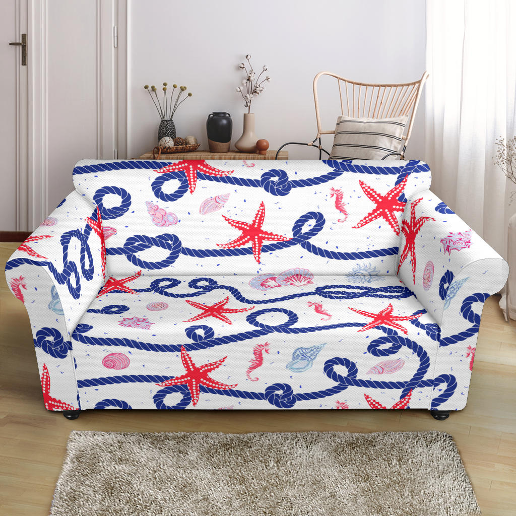 Starfish Shell Rope Pattern Loveseat Couch Slipcover