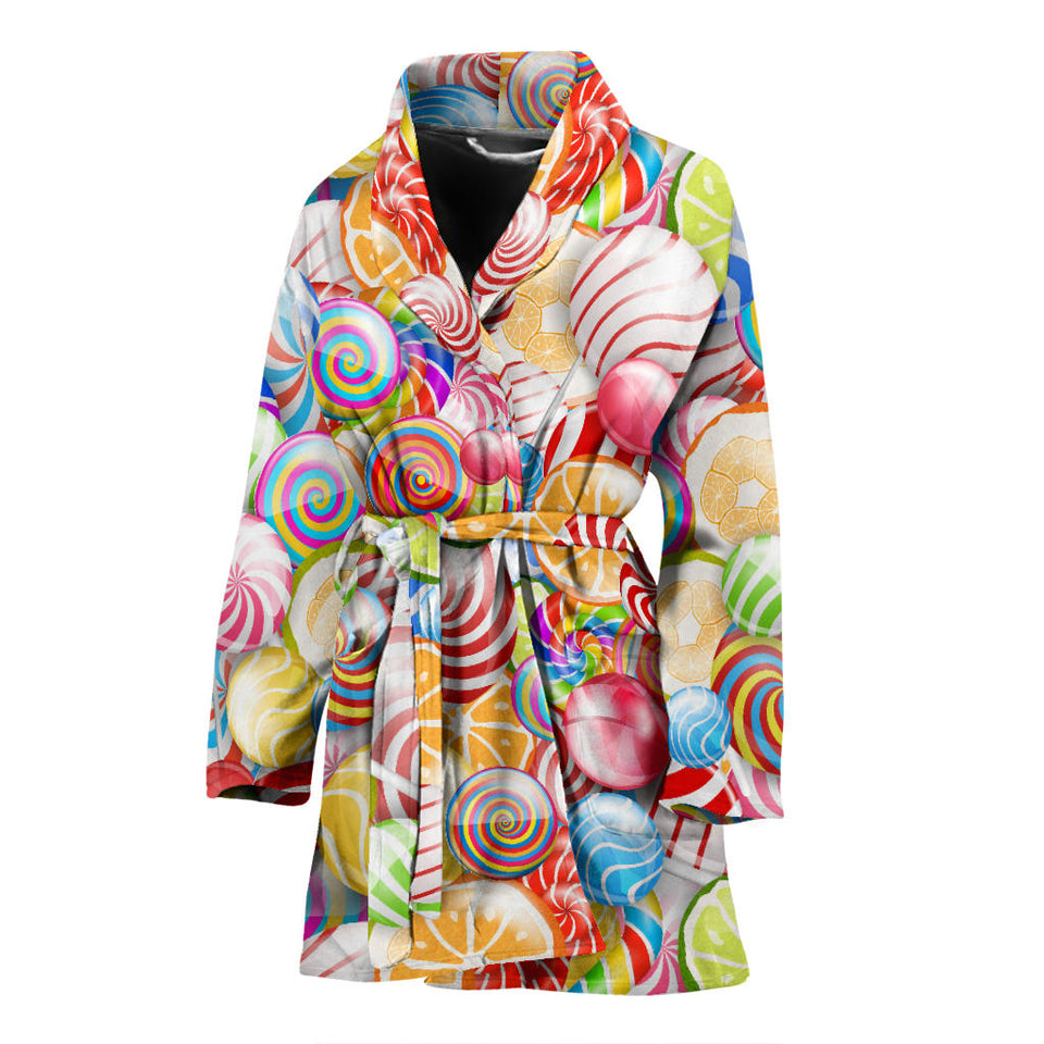 Candy Lollipop Pattern Women Bathrobe