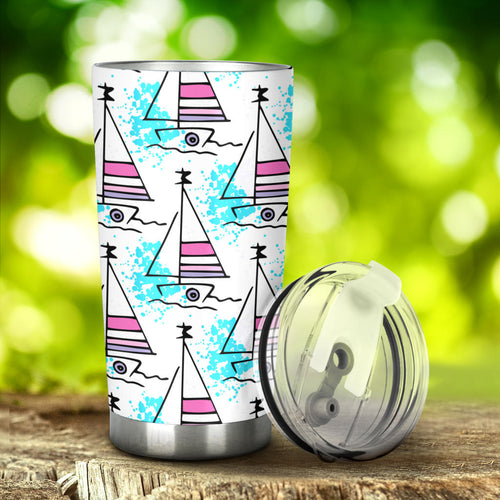 Sailboat Pattern Tumbler