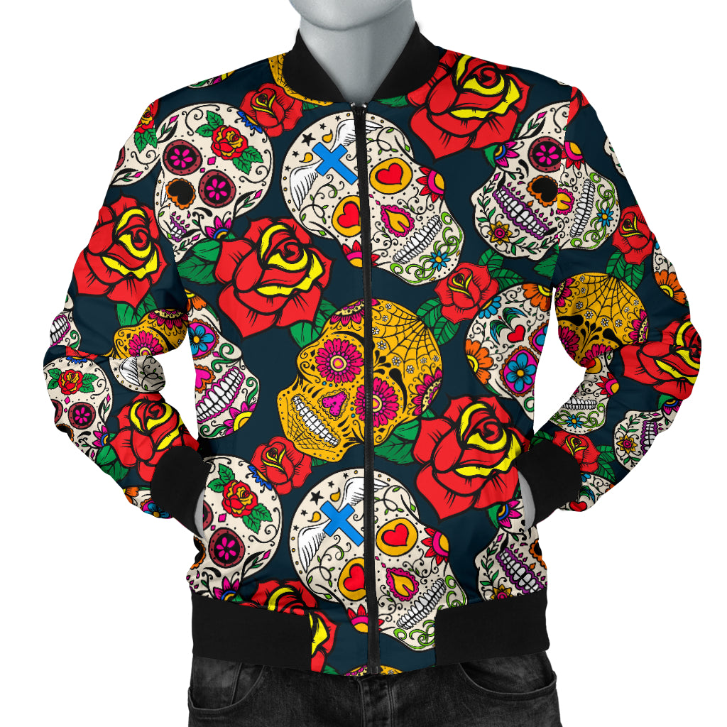 Suger Skull Pattern Background Men Bomber Jacket