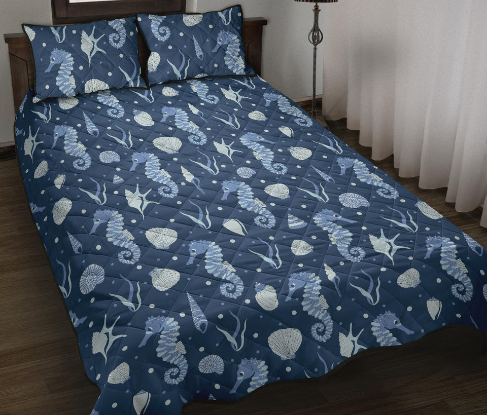 Seahorse Shell Pattern Quilt Bed Set