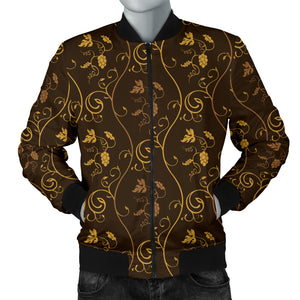 Gold Grape Pattern Men Bomber Jacket