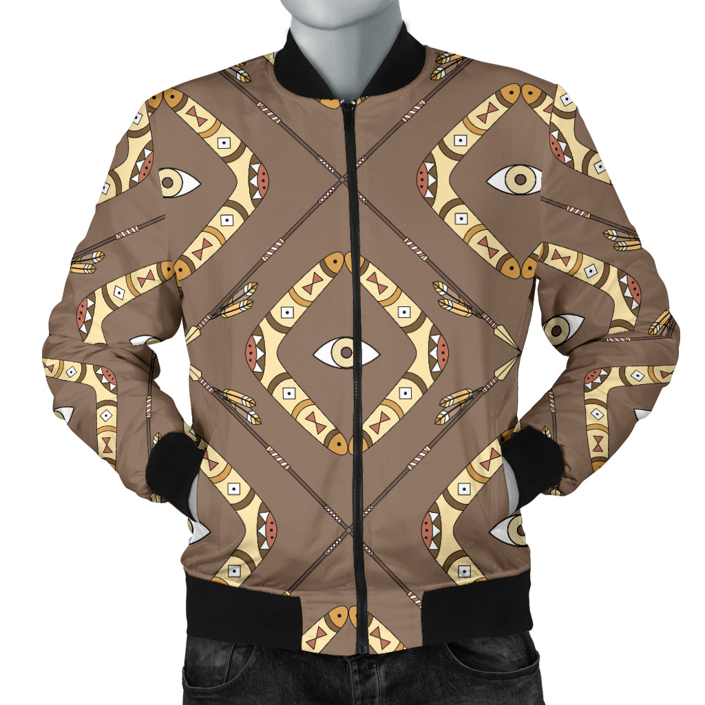 Traditional Boomerang Aboriginal Pattern Men Bomber Jacket