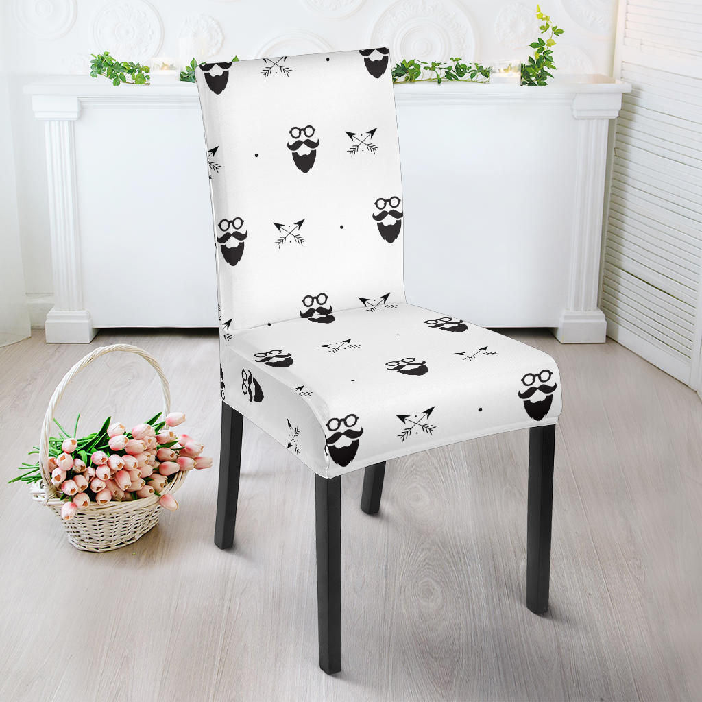 Mustache Beard Pattern Print Design 01 Dining Chair Slipcover