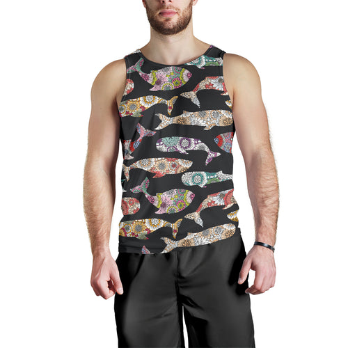 Whale Flower Tribal Pattern Men Tank Top