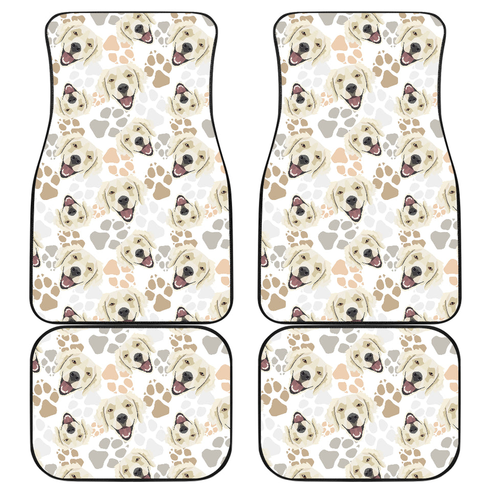 Golden Retriever Pattern Print Design 02 Front and Back Car Mats