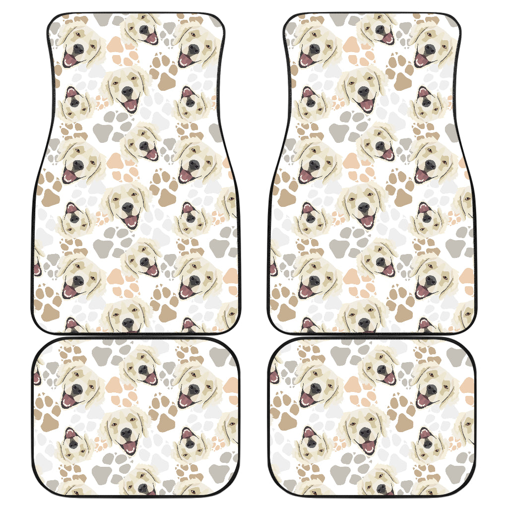 Golden Retriever Pattern Print Design 02 Front and Back Car Mats