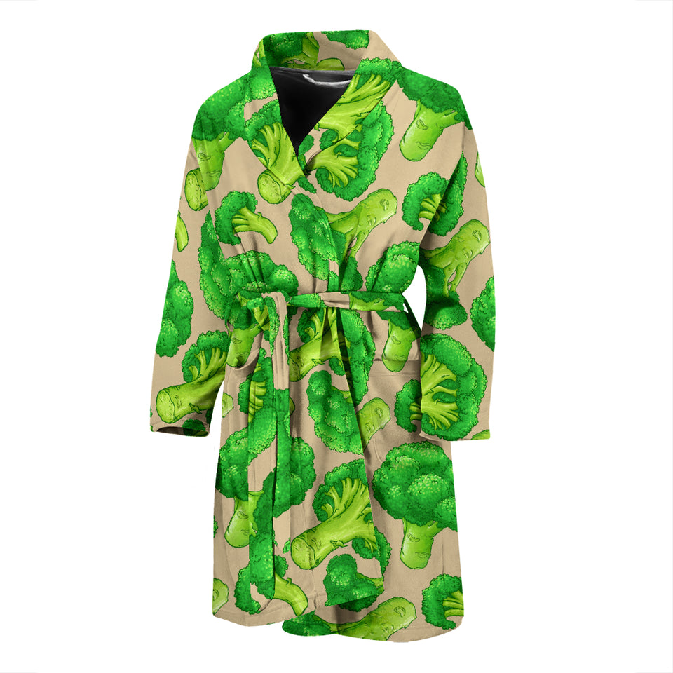 Broccoli Pattern Pink background Men Bathrobe