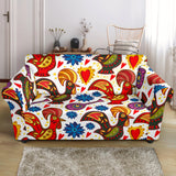 Colorful Rooster Chicken Guitar Pattern Loveseat Couch Slipcover