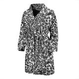 Gray Leopard Texture Pattern Men Bathrobe