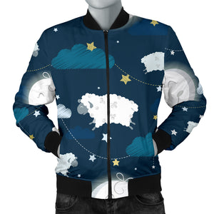 Sheep Playing Could Moon Pattern  Men Bomber Jacket