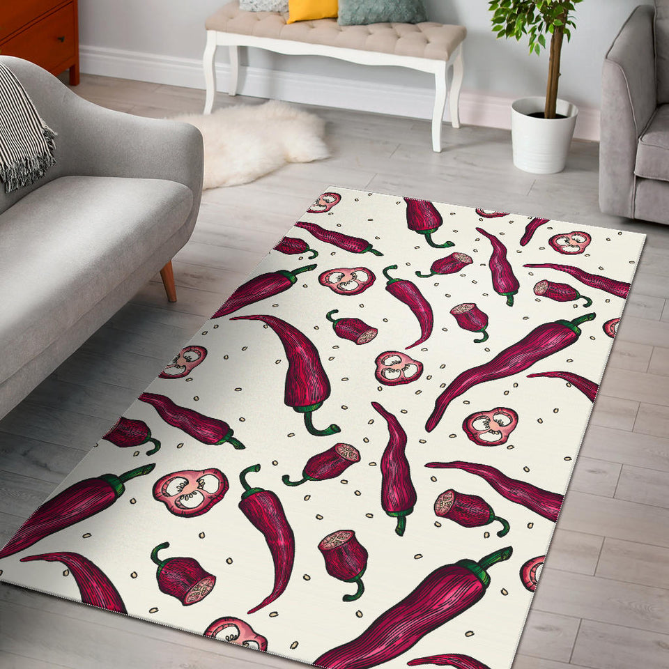 Red Chili Pattern background Area Rug