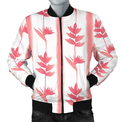 Heliconia Pink White Pattern Men Bomber Jacket