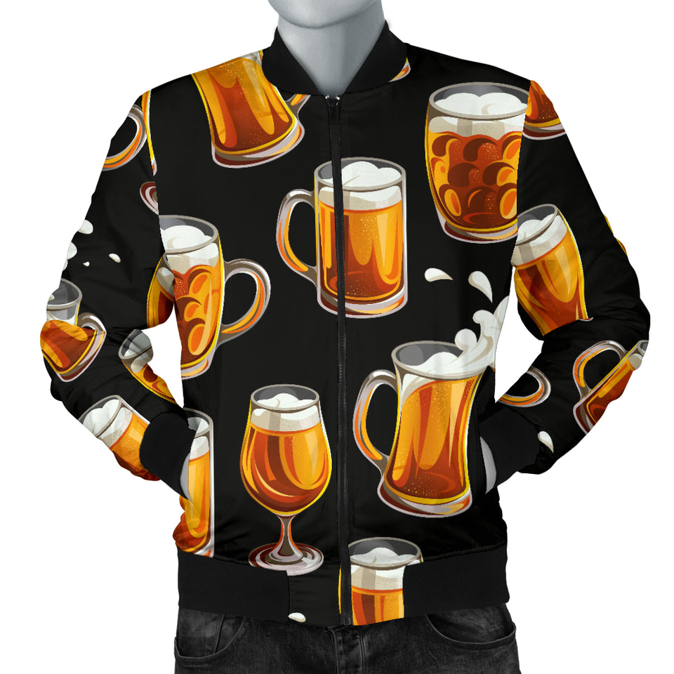 Beer Pattern Background Men Bomber Jacket