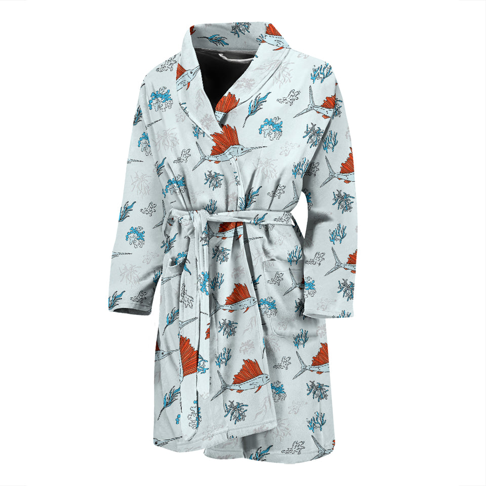 Swordfish Pattern Print Design 03 Men Bathrobe