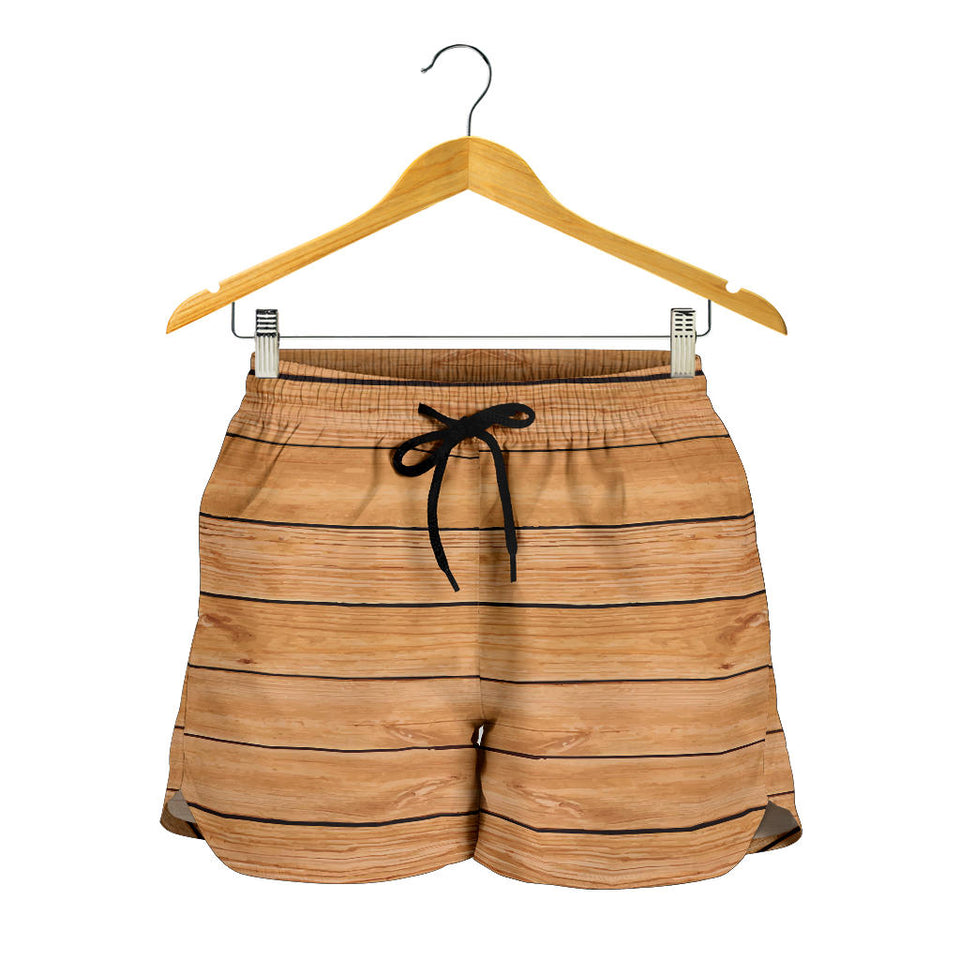 Wood Printed Pattern Print Design 04 Women Shorts