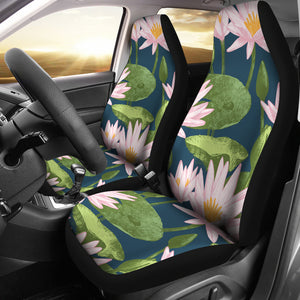 Lotus Waterlily Pattern background Universal Fit Car Seat Covers