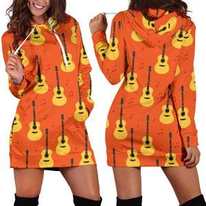 Classice Guitar Music Pattern Women Hoodie Dress