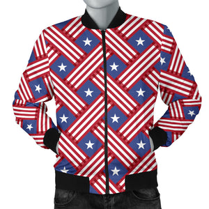 USA Star Stripe Pattern Men Bomber Jacket