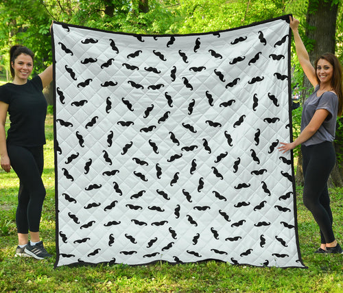 Mustache Beard Pattern Print Design 03 Premium Quilt