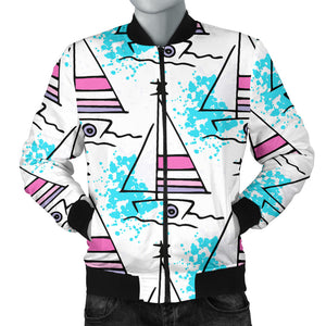 Sailboat Pattern Men Bomber Jacket