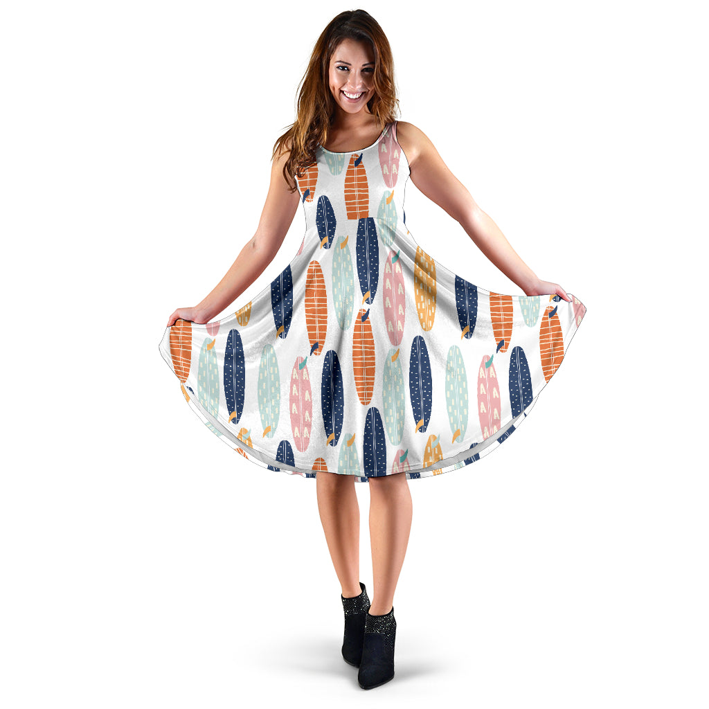 Surfboard Pattern Print Design 04 Sleeveless Midi Dress