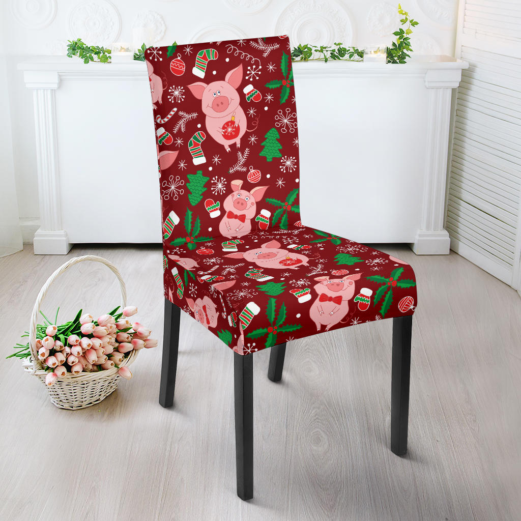 Pig Pattern Print Design 01 Dining Chair Slipcover