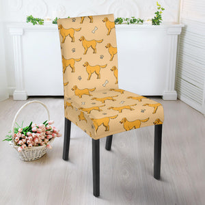 Golden Retriever Pattern Print Design 04 Dining Chair Slipcover