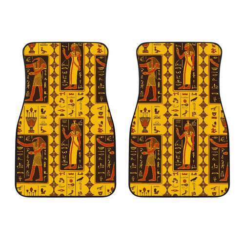 Egypt Hieroglyphics Pattern Print Design 01 Front Car Mats