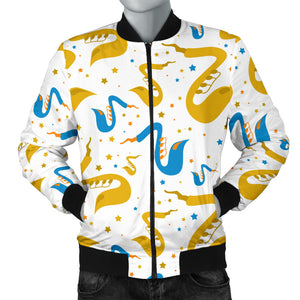 Saxophone Pattern Men Bomber Jacket