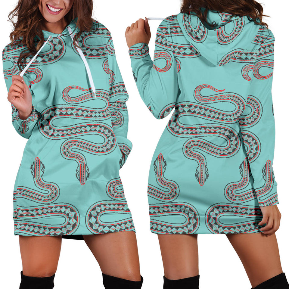 Snake Tribal Pattern Women Hoodie Dress