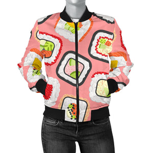 Sushi Roll Pattern Women Bomber Jacket