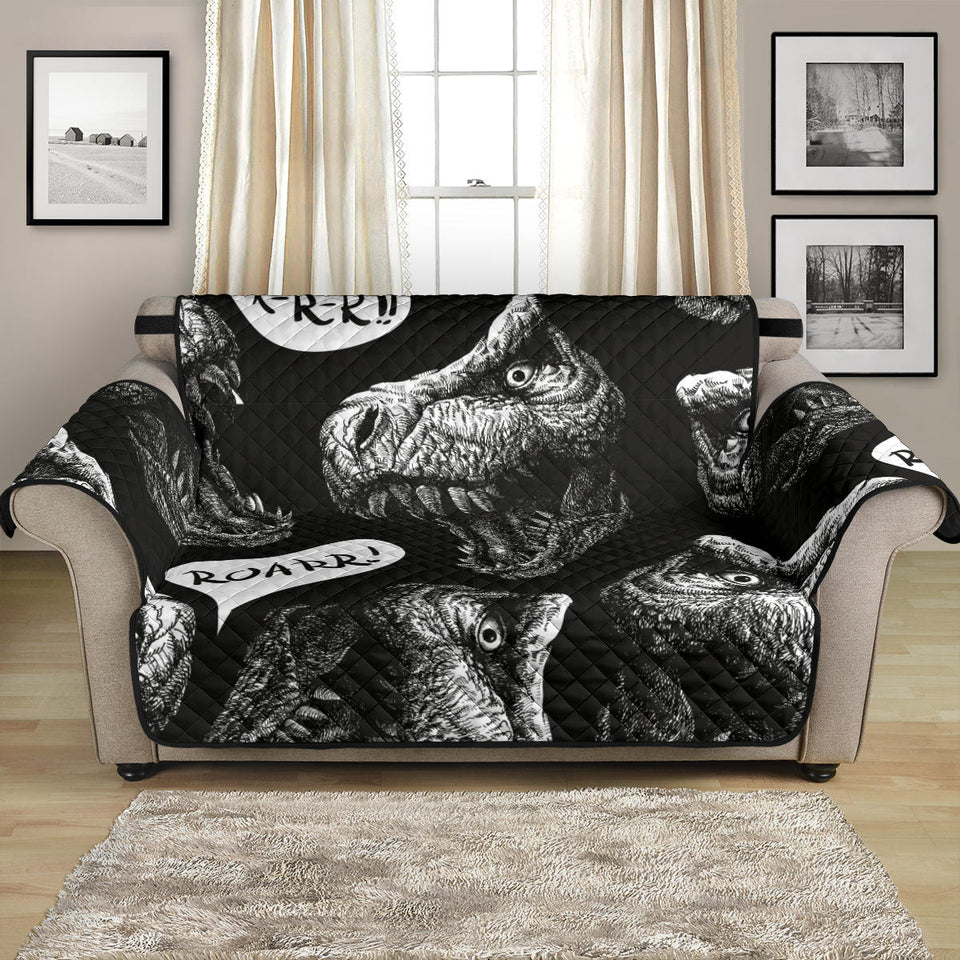 Dinosaur T-rex Head Pattern Loveseat Couch Cover Protector