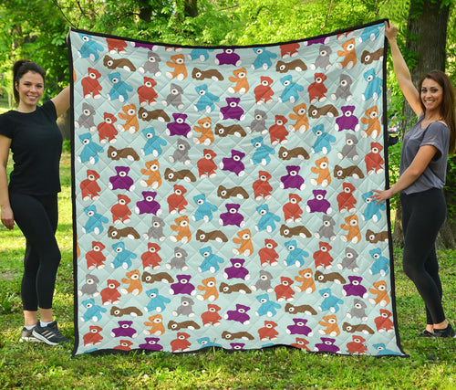 Teddy Bear Pattern Print Design 03 Premium Quilt