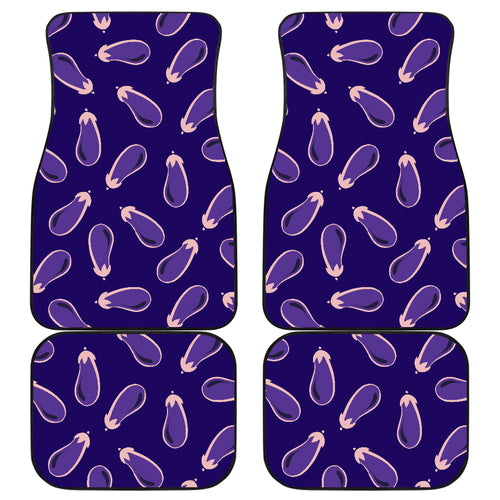 Eggplant Pattern Print Design 02 Front and Back Car Mats