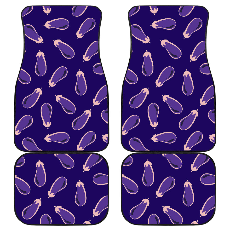 Eggplant Pattern Print Design 02 Front and Back Car Mats