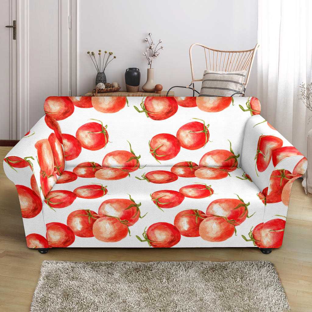 Tomato Water Color Pattern Loveseat Couch Slipcover