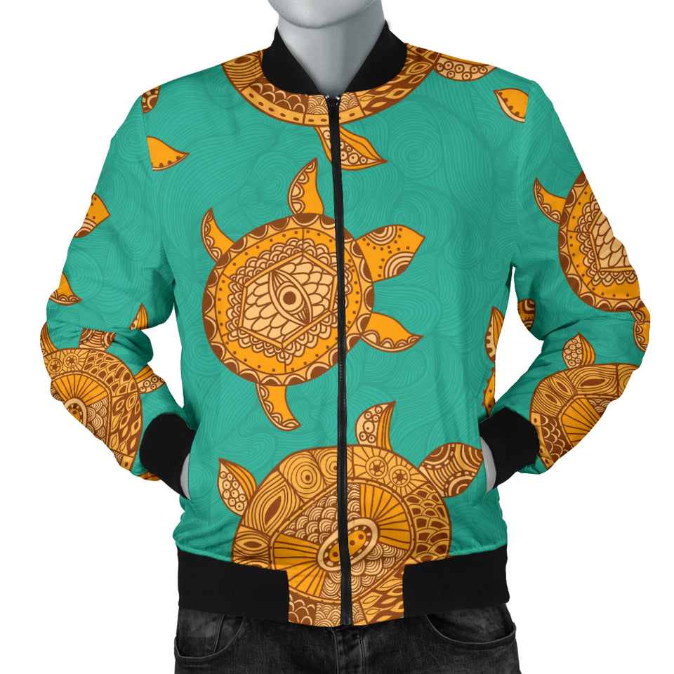 Sea Turtle Tribal Aboriginal Pattern Men Bomber Jacket