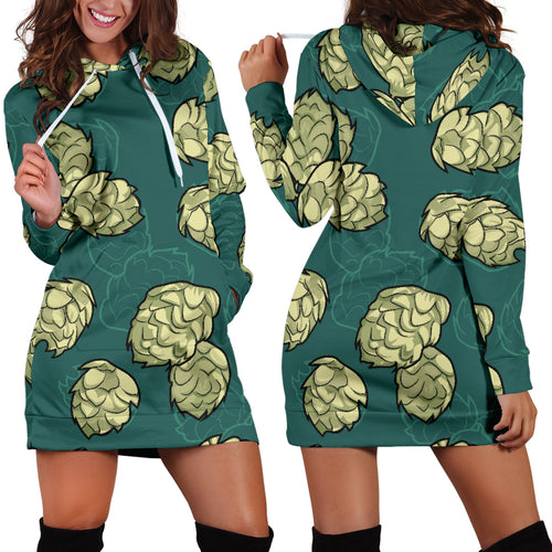 Hop Pattern Background Women Hoodie Dress