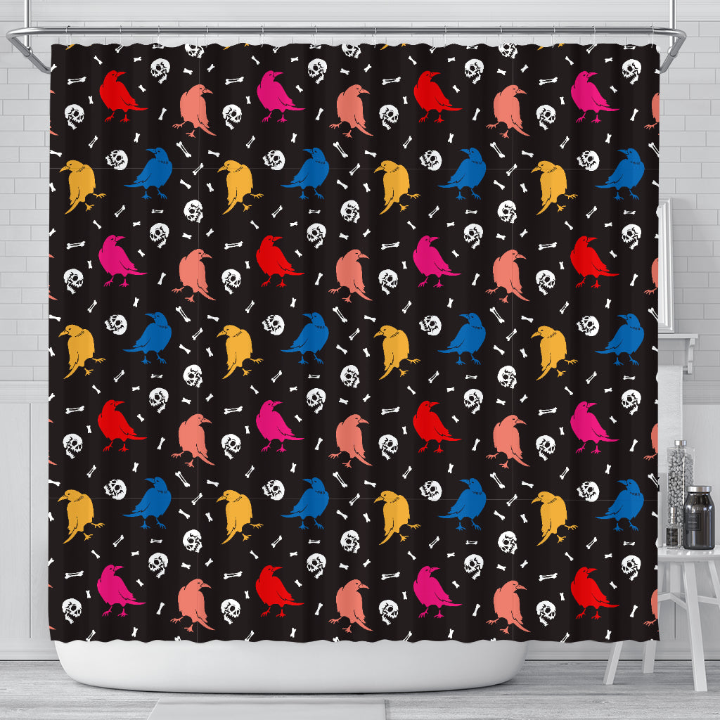 Colorful Crow Pattern Shower Curtain Fulfilled In US