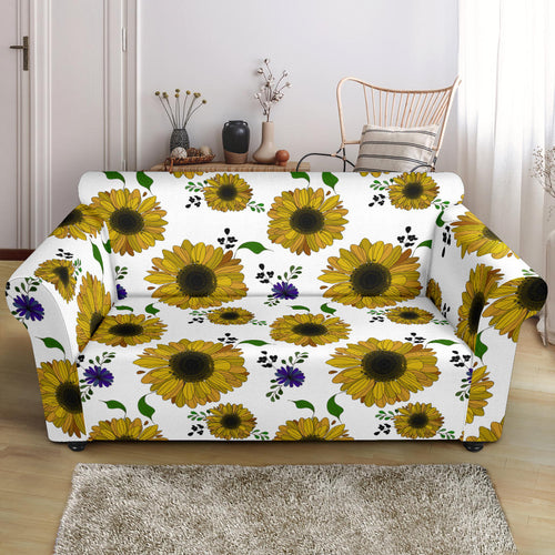 Sunflower Pattern Background Loveseat Couch Slipcover