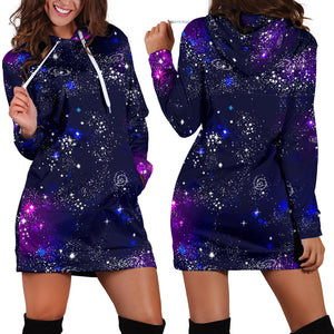 Space Galaxy Pattern Women Hoodie Dress