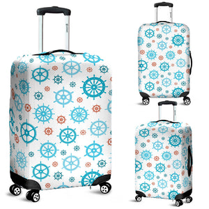 Nautical Steering Wheel Rudder Pattern Background Luggage Covers