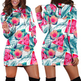 Watermelon Flower Pattern Women Hoodie Dress