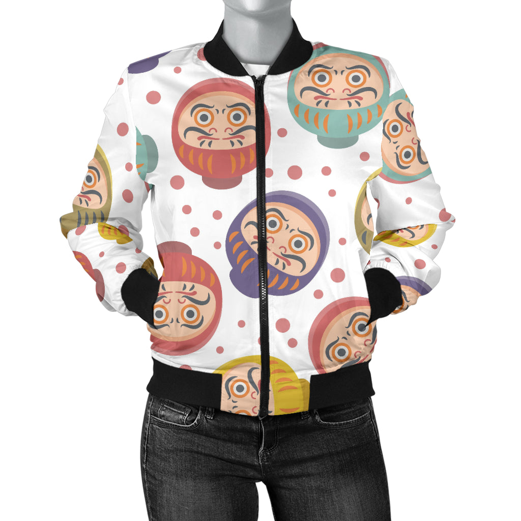 Daruma Dot Pattern Women Bomber Jacket