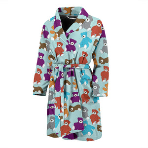 Teddy Bear Pattern Print Design 03 Men Bathrobe