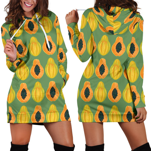 Papaya Pattern Background Women Hoodie Dress